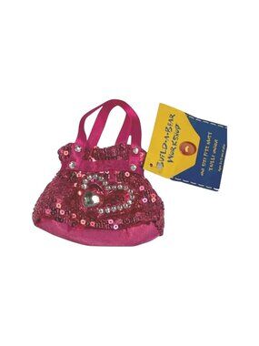 BAB Build-A-Bear Purse‎ Pink Glitter Heart  New Tag